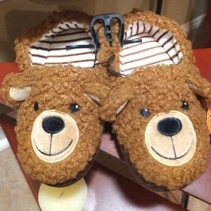 Wonder Nation- NWT Boys Sherpa Brown Bear Slippers- Size 11/12